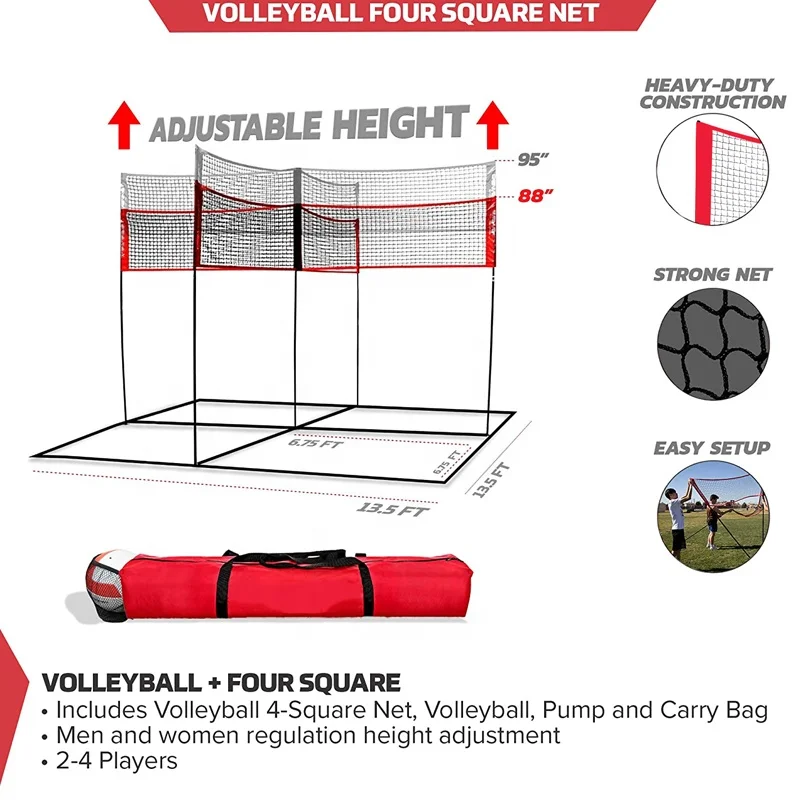 foldable 4 player badminton and volleyball net using outdoor on travel