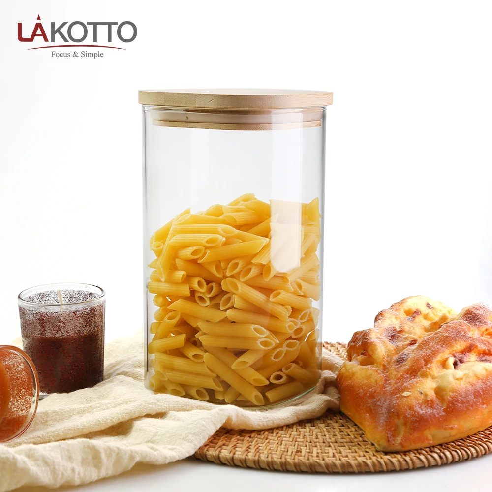 1300ml Kitchen Canisters Clear Glass Jars for Home Kitchen Thicken Airtight Food Storage jars with Wood bamboo lid