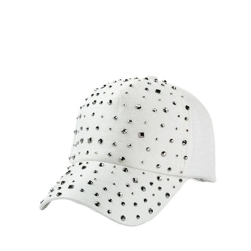 
2020 soft new mesh Solid color with diamond sports hat female peaked cap baseball cap 