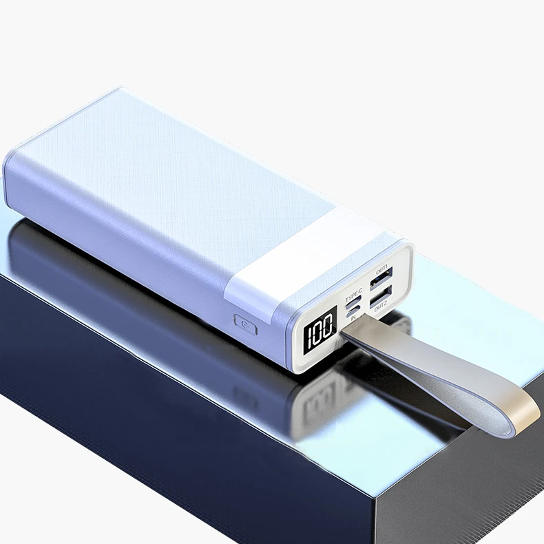 digital display 20000mAh power bank multi-function power bank 20000mAh with mini leather strap