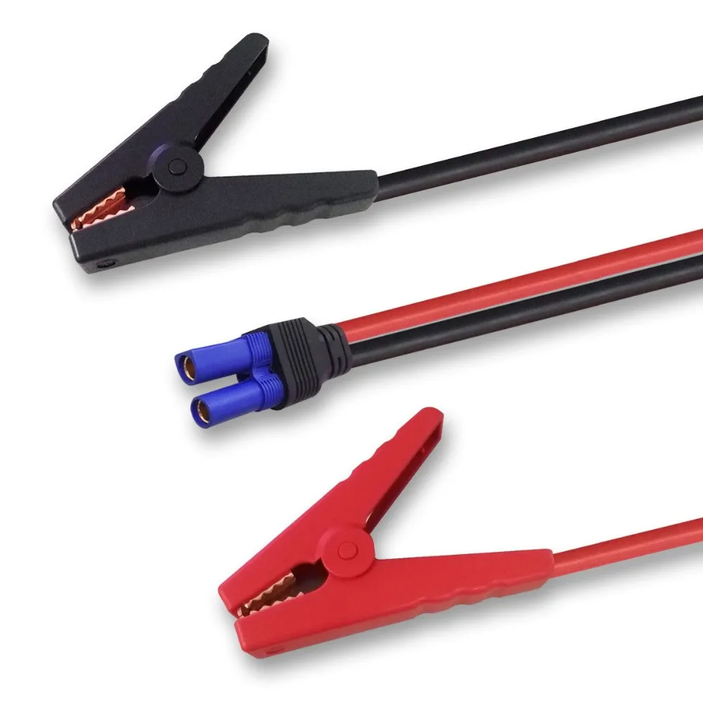 Car jumper cable for emergency power supply, clamp type alligator clip for connector EC5 to 12 in