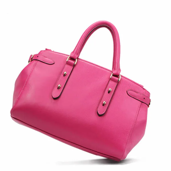 Custom Logo High Quality Rose Red Casual Large Leather Tote Bag Wholesale Luxury Full Grain Vegan leather Women Turkey Handbag