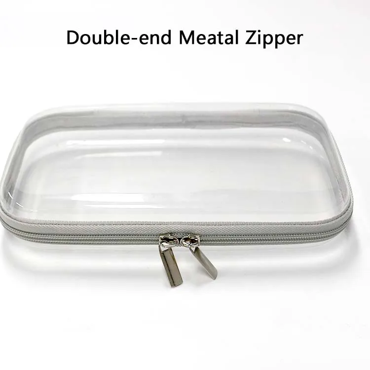 PVC Transparent Square Storage Zipper Hard Shell Case Pencil Clear Plastic Hard Side Zipper Case