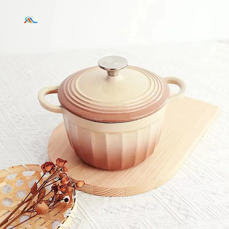16cm Enamel Soup Pot With Lid Kitchen Cookware Cast Iron Dutch Oven Kitchen Cookware
