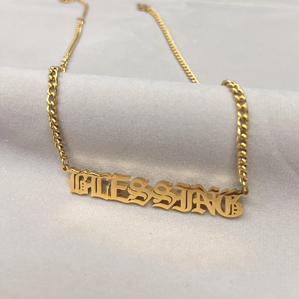 Personalized Custom Name Necklace Gold Plated Mens Stainless Steel Jewelry Cuban Men Chain Nameplate Pendant Necklace