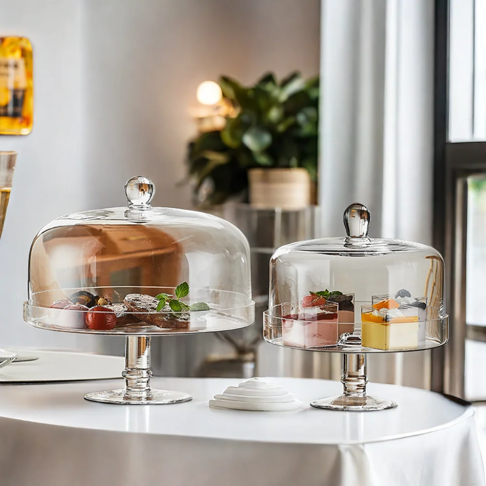 Clear lead-free crystal cake cover hand-blown transparent glass cake stand cake stand with crystal glass dome