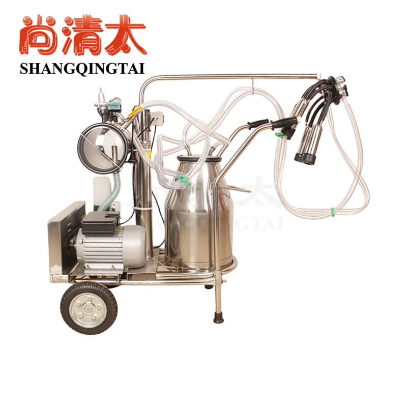 Automatic Pulsation Vacuum Cow Milker 250L Stainless Steel Bucket Portable with Silicone Cup Tube New Condition