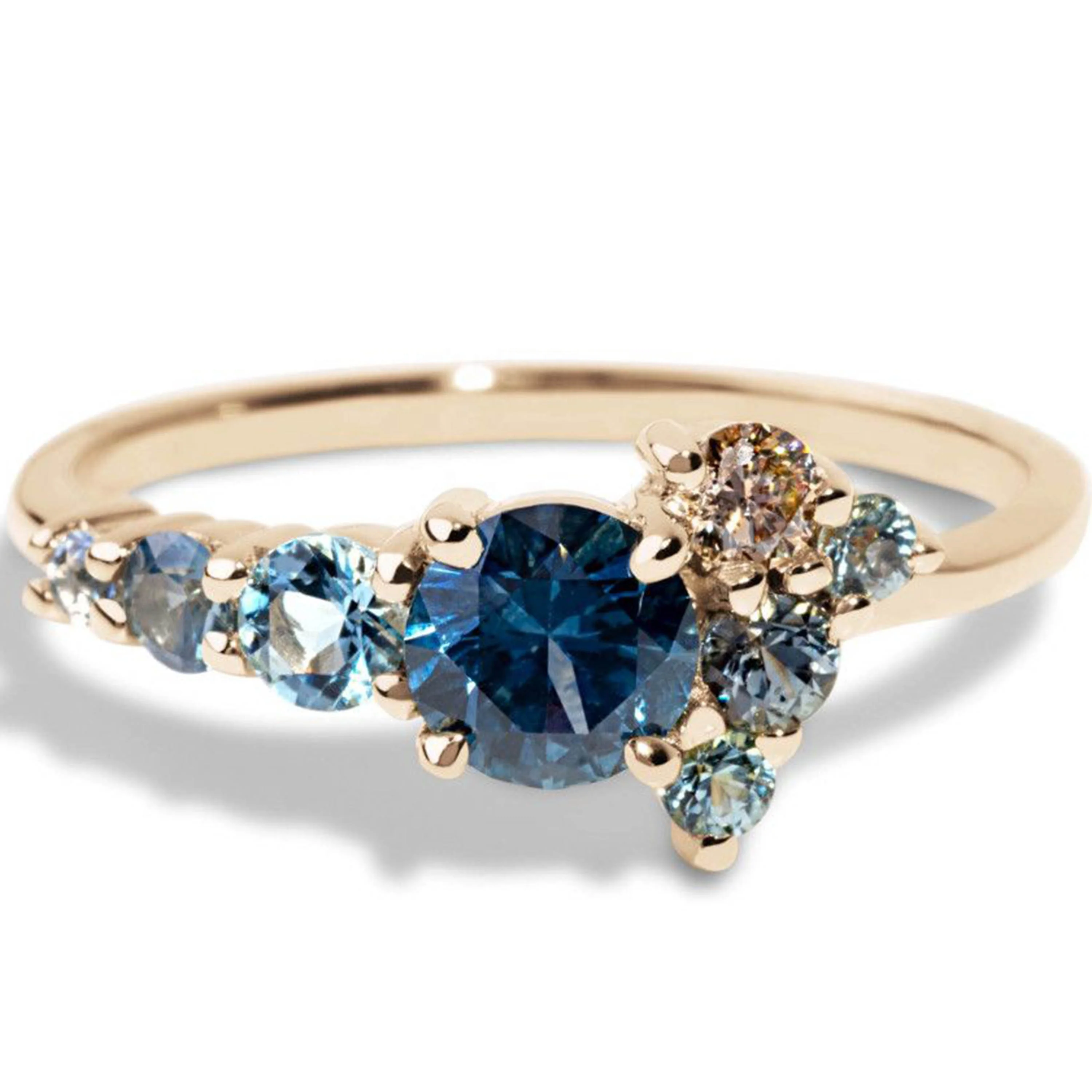 Blue Sapphire Gold Plated 925 Sterling Silver Fancy Popular London Blue Topaz Engagement Ring