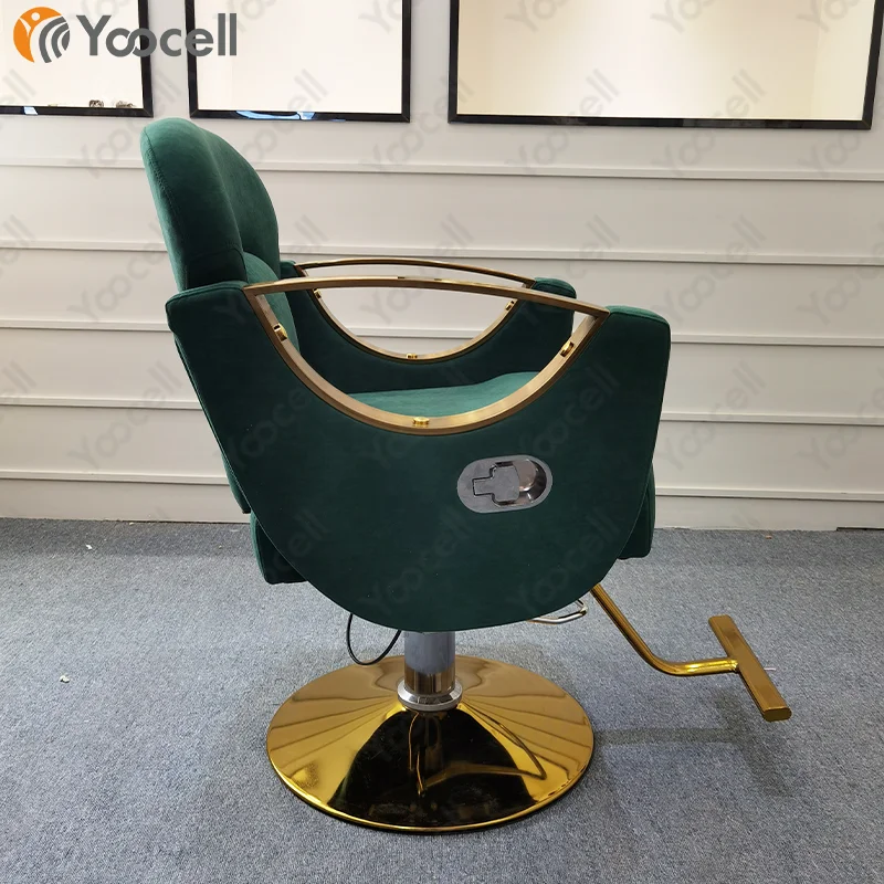 Yoocell green flannel gold frame reclining backrest takara belmont styling chairs barber shop hairstyles chair with footrest