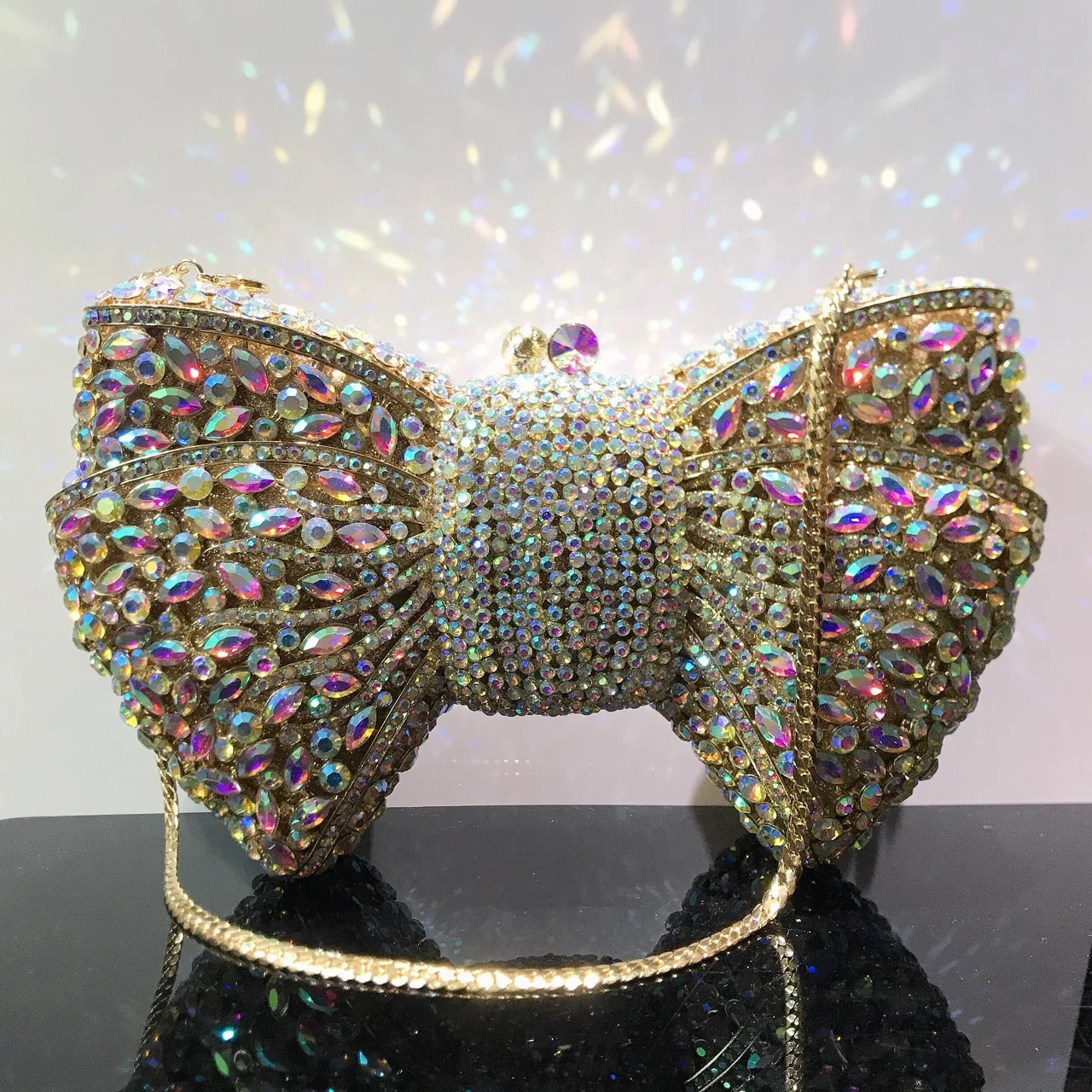 Custom Logo China Supplier bow evening crystal purses Bow Clutch Bow Shaped Clutch