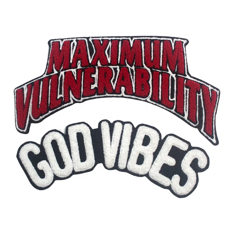 Heat Press Towel Parches Wholesale Custom Word Logo Applique Embroidery Chenille Patches for Clothing