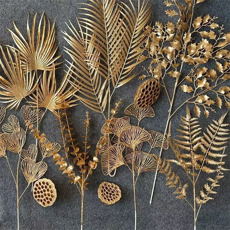 Рождественские украшения искусственные цветы ваза белые и Золотые пластиковые золотые растения