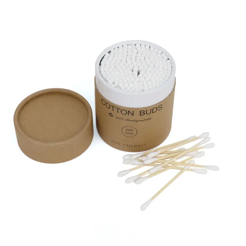 Cotton Bud Eco Friendly Biodegradable Black Organic Paper Wooden Bamboo Swab Ear Bud Sticks