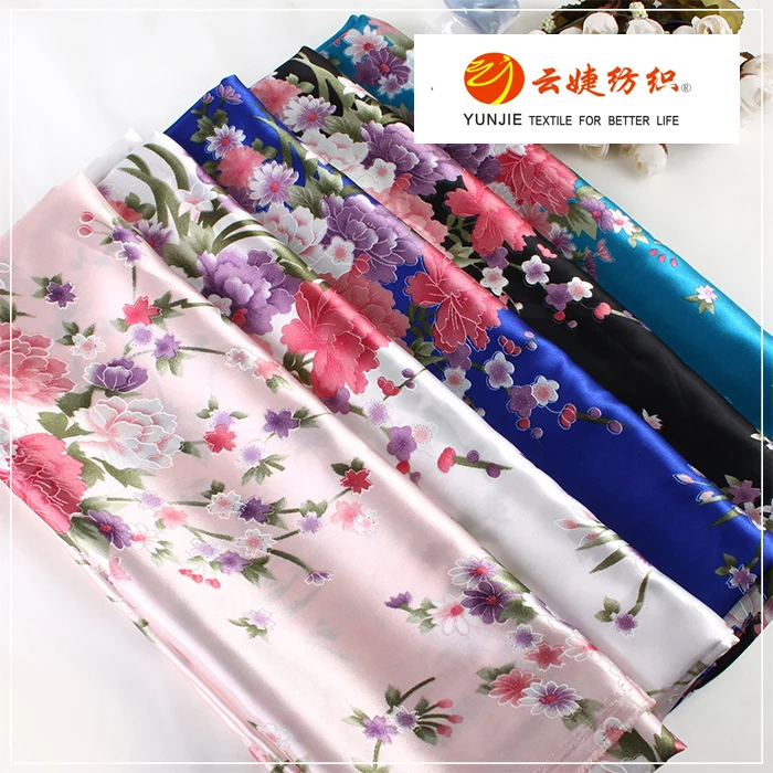 
100%Polyester Flower print satin fabric/Stock polyester satin fabric 