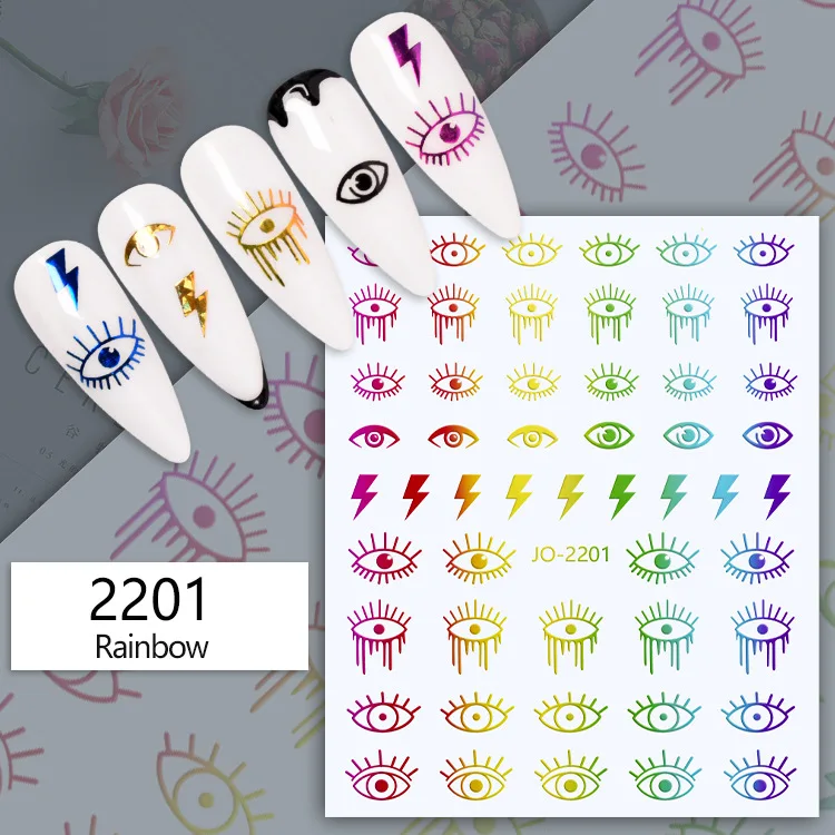 Wholesale 2023 New Product New Creative Design Nail Sticker 5D Blue Eyelash European and American Nail Sticker
