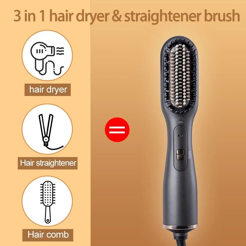  OEM ODM Customized 3 m Hair Straightener Comb in 1 Dryer Styling Brush 600w