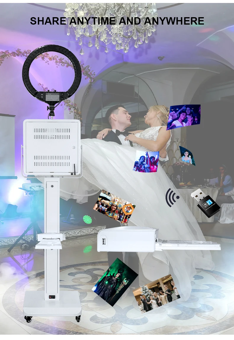 Light Weight Split Stand DSLR Photo Booth 15.6Inch Touch Screen Build In Mini PC Flight Case Camera Photo Booth