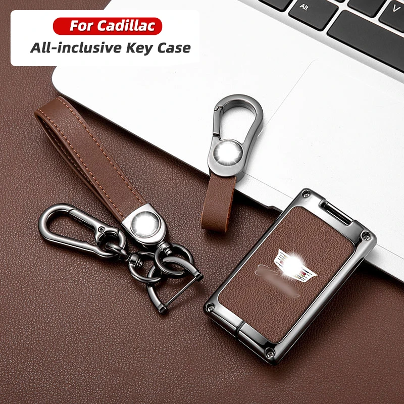 hot selling suitable for Cadillac key cover CTS ESCALADE XTS SLS SRX from 2009 to 2014 automobile key fob case leather metal bag