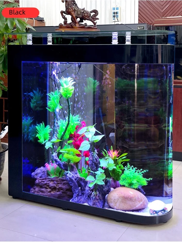 Large screen ecological goldfish bowl aquarium Super white glass hot bent tank bullet fish tank