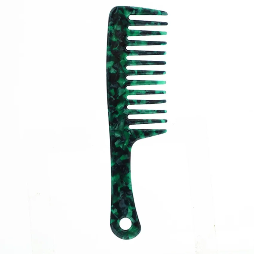 Factory Custom Logo Portable Anti Static Detangler Acetic Acid Leopard Marble Wide Tooth Comb Cellulose Acetate Hair Comb