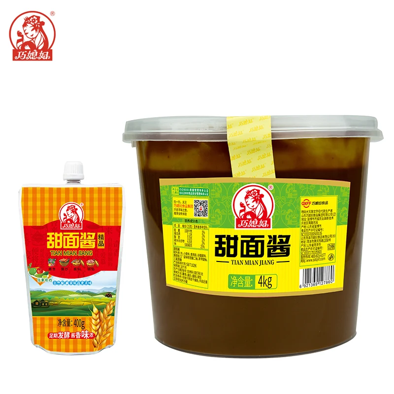 Высококачественная фабрика OEM, оптовая продажа, составная приправа, бесплатные образцы, китайский сладкий соус, 400 г, 4 кг, соус из сладкой фасоли для ежедневного приготовления