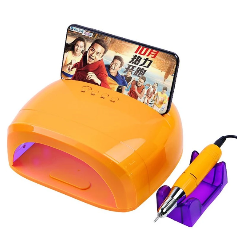 High quality 72W Fast Drying nail dryer set EU US plug multi-function mobile phone stand nail lamp nail drill machine 18000 rpm