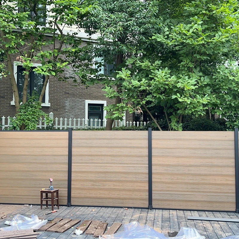 Treslam hot sale home garden decorative privacy fence waterproof panels wood plastic board composite material outdoor wpc fence