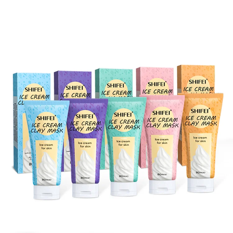 Custom Private Label Ice Cream Clay Face Mask Purifying & Detox & Revitalizing & Repair Facial Skincare Kit mud mask