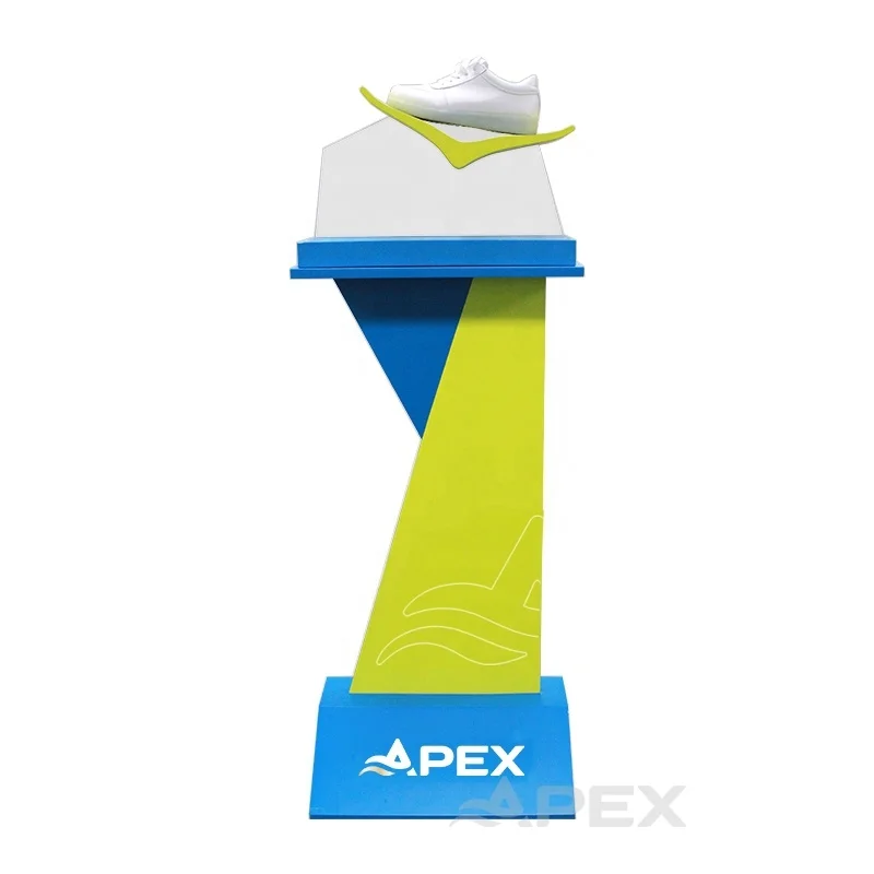 APEX Custom Logo High Quality Acrylic Boutique Single Floor Stand Display Sports Shoes Display Stand