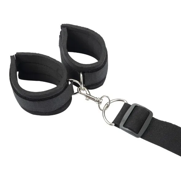 Bondage Gear Ribbon Material Bondage Kit Black Handcuffs with Mouth Ball Set Toys for Women