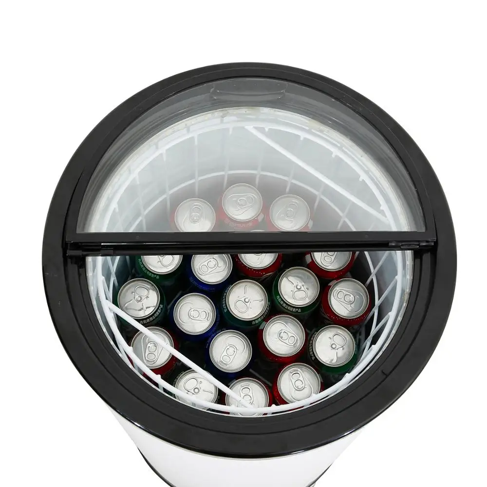 New premium Low noise green technical can shaped cooler wine barrel fridge with 4 adjustable wheels