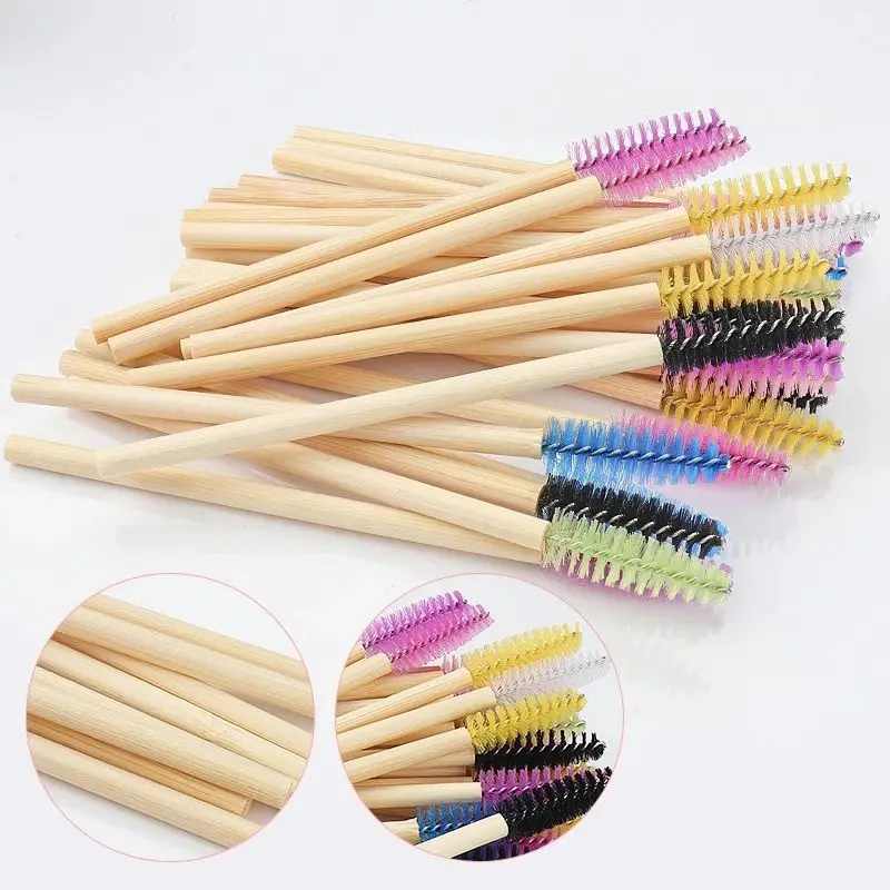 Reusable Lash Brush Lash Wand Brush Mascara Brush with Bamboo Handle