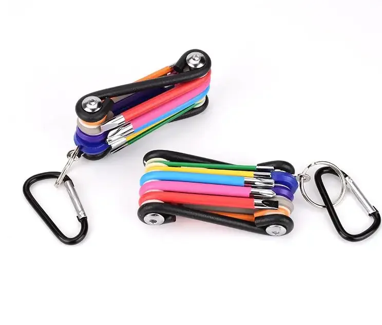 9pcs color allen key set folding wrench multi function hex key set for Bicycle Repair