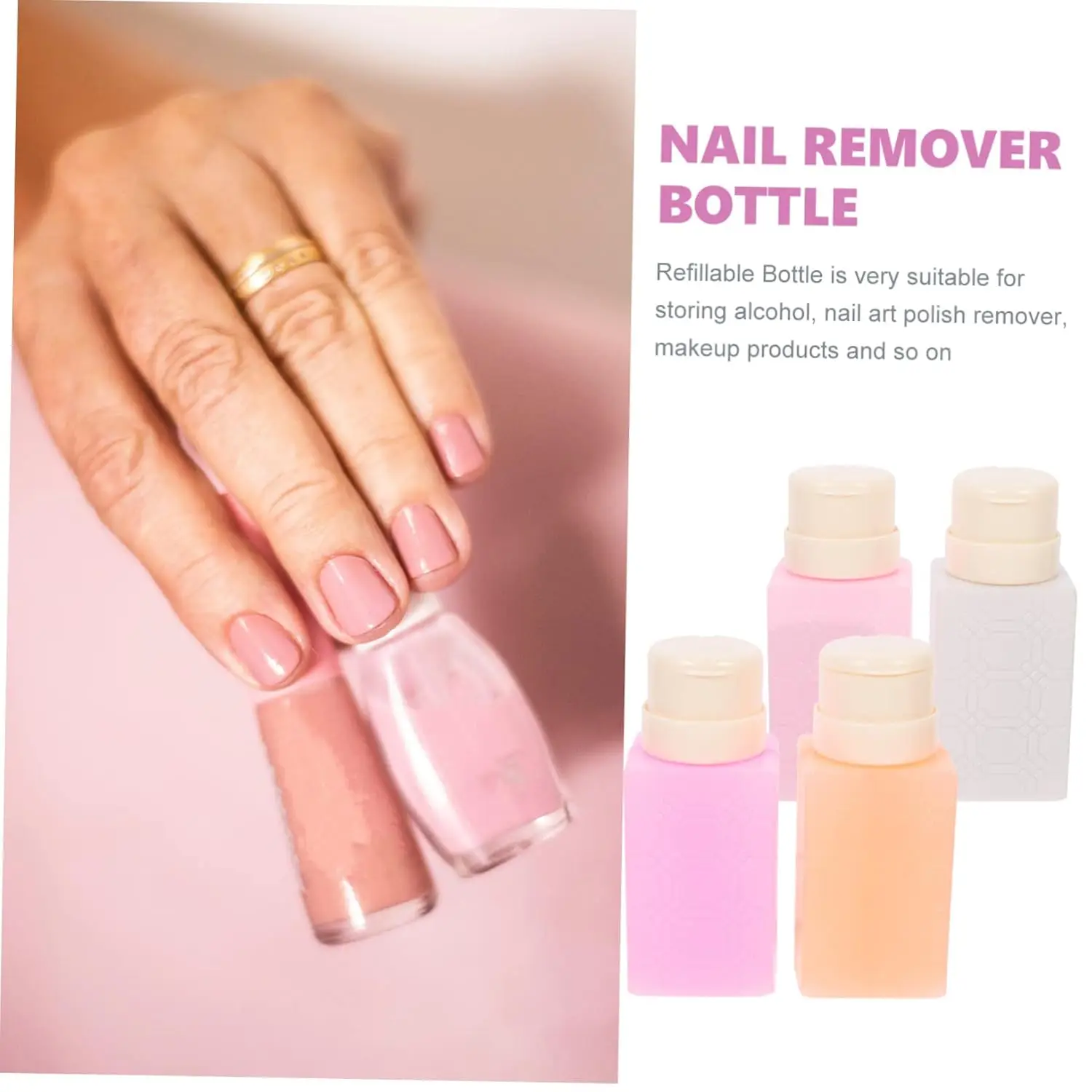 Silicone Nail Remover and Makeup Remover Pump Dispenser Bottle for Gel and Liquid Silicone Portable Empty PP Bottles Travel