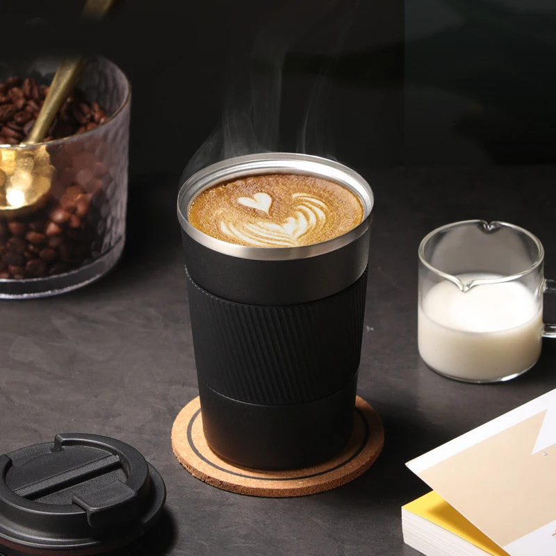 380ml 510ml Custom Portable Stainless Steel Coffee Mug Insulated Coffee Mug Car Cup With Silicone Cover