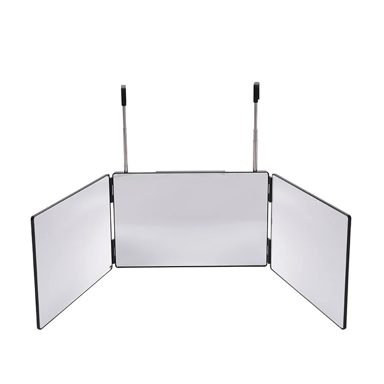 Зеркало для макияжа со светодиодным светом самострижка Парикмахерское зеркало на заказ складное 360 стрижки волос с логотипом 3-стороннее
