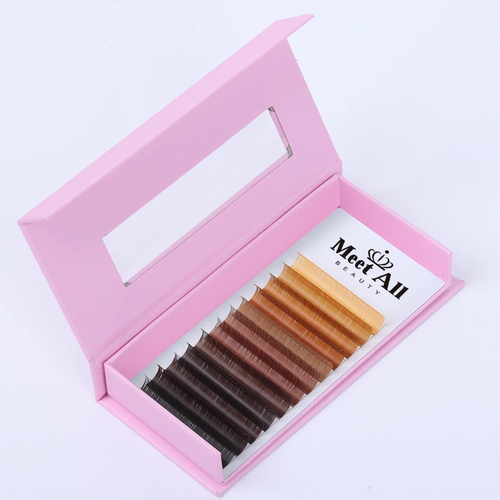 Eye Lash Extensions Supplies Wholesale Rainbow Blonde Coloured Eyelash Extensions .03 Color Brown Lash Extensions Trays