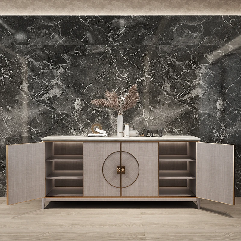 Stainless Steel Italian Marble Tv Unit Living Room Furniture Set Tv Stands Wood Marble Table Modern Tv Cabinet