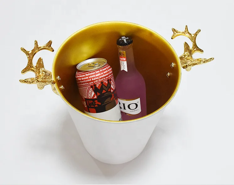 2022 new cross-border stainless steel antler ice bucket KTV hotel cooling beer bucket creative trend conical champagne bucket