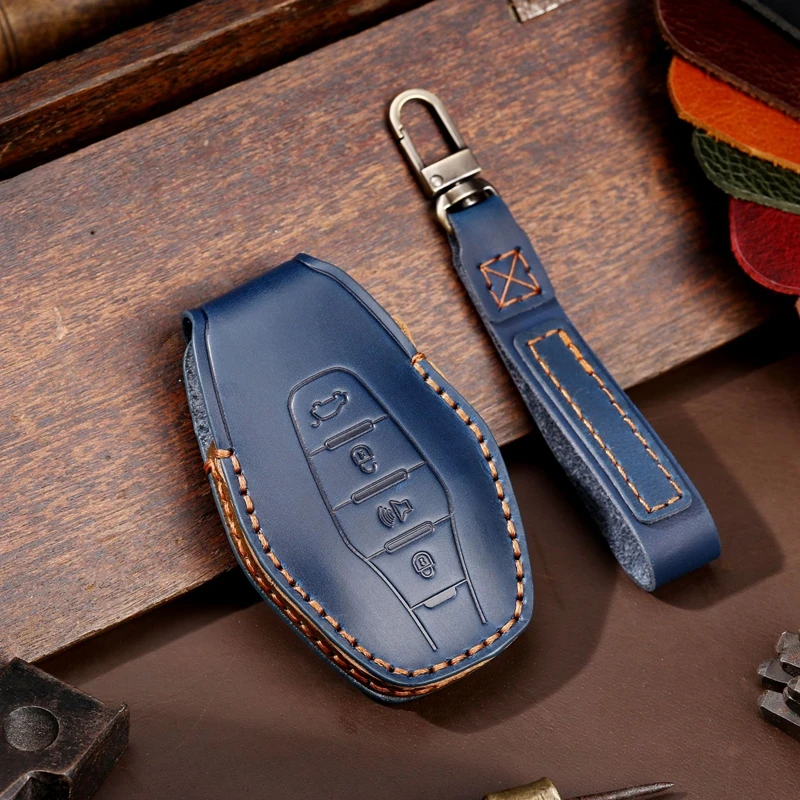 Hot selling Genuine Leather Car Key Case Cover Protective Key Shell For chery key cover