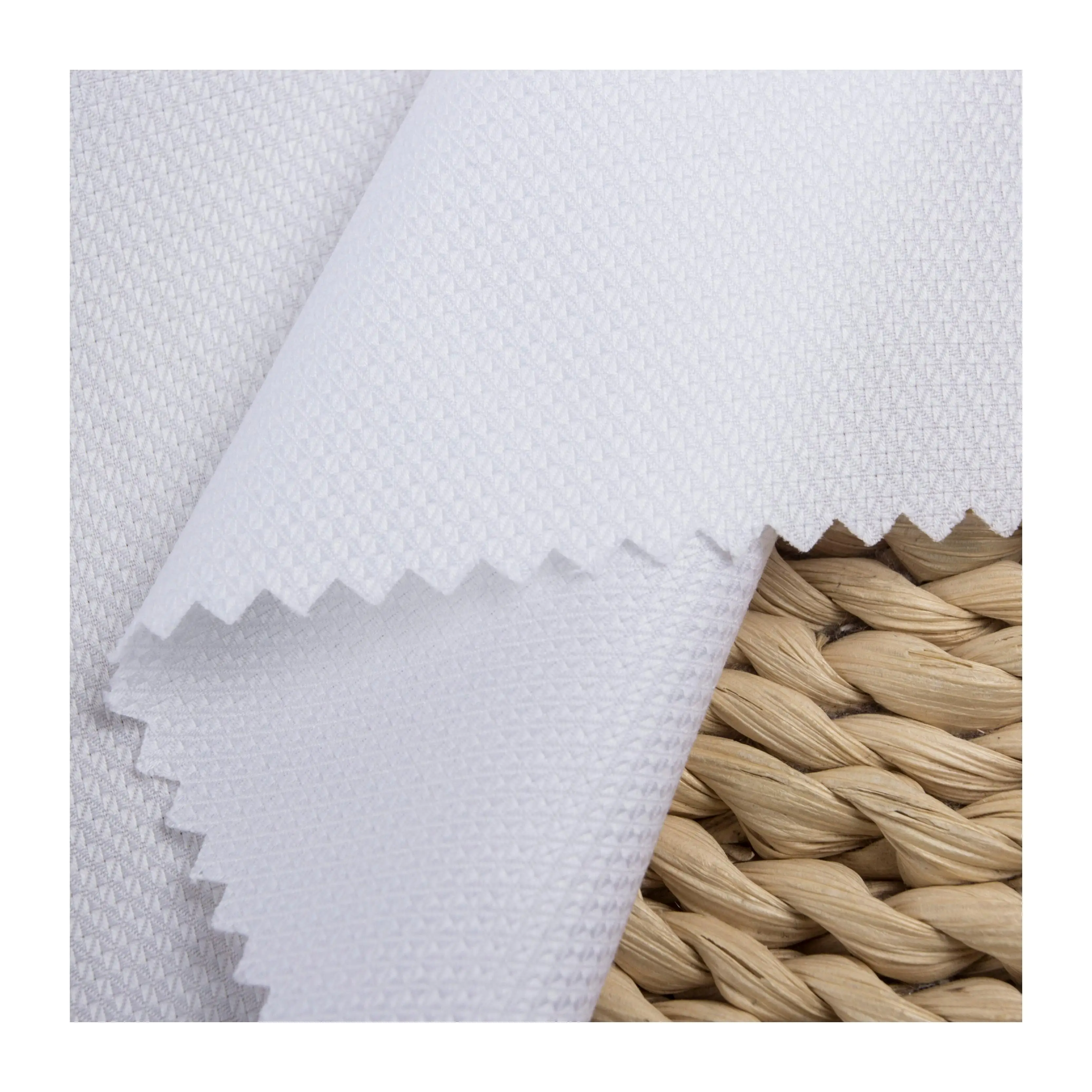 037 Diamond Anti-Wrinkle Liquid Ammonia 100 S Cotton White Fabric Textured Sewing Shirting Fabric For Men