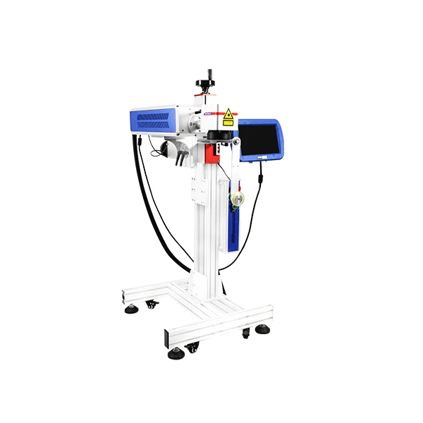 New Fast Online Flying Co2 Laser Machine Co2 Laser Marking Machine for Date Plastic Air Cooling Pvc Hdpe Laser Marking Pulsed