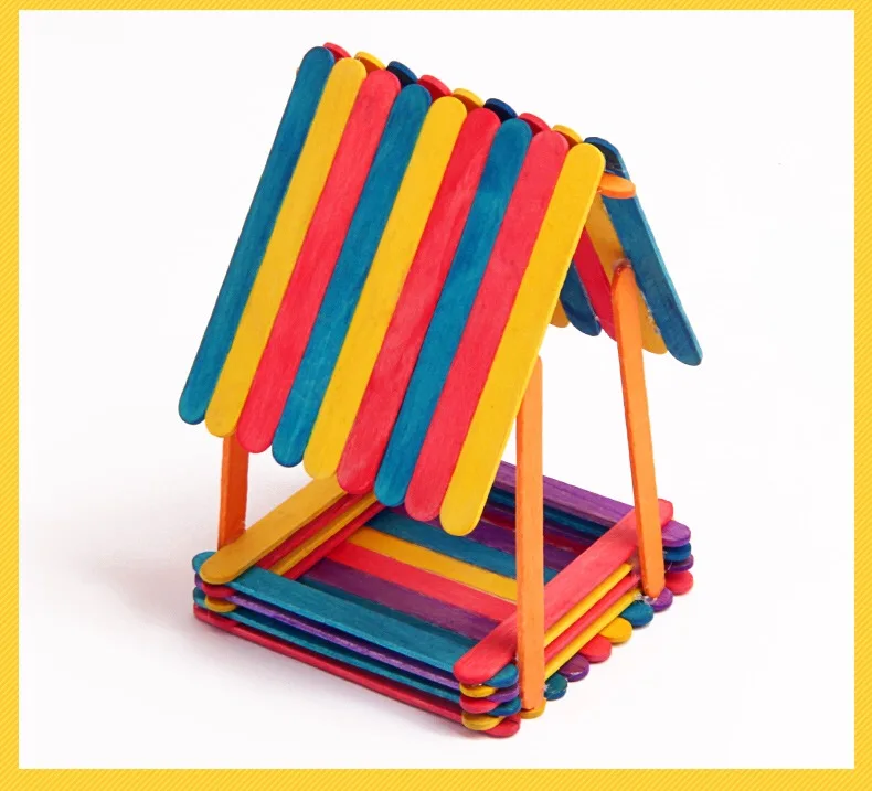 Colored natural color wooden popsicle stick color ice cream stick