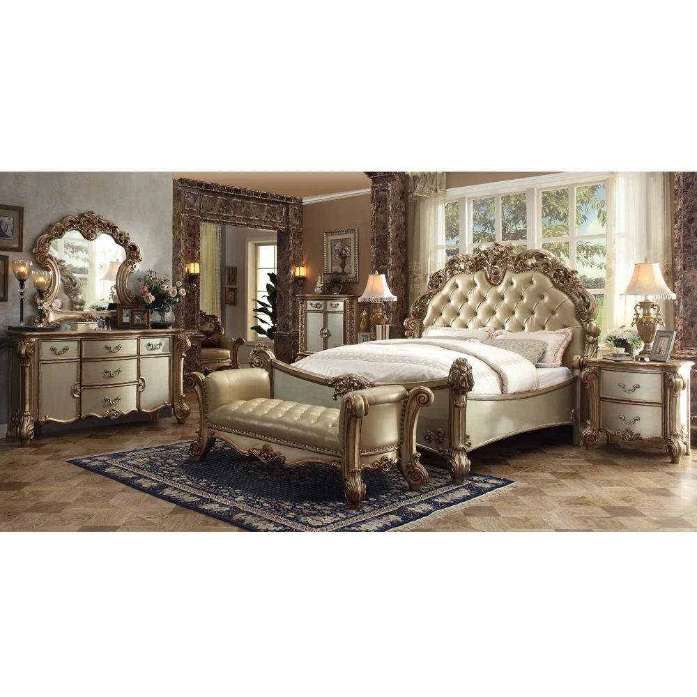 Luxury Bed Traditional Leather Double Bed king queen size bed