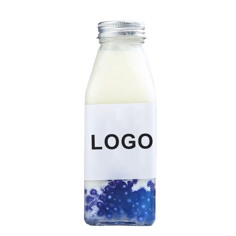 Custom Design 250ml 300ml 350ml 450ml 500ml Juice Bottle 16oz French Square Glass Bottle with Screw Cap