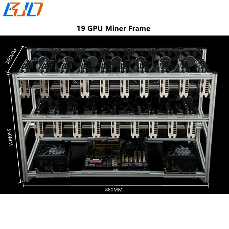
19 16 14 12 6 8 GPU Open Air Graphics Card Mining Frame Rig Rack Aluminum Stackable in stock 