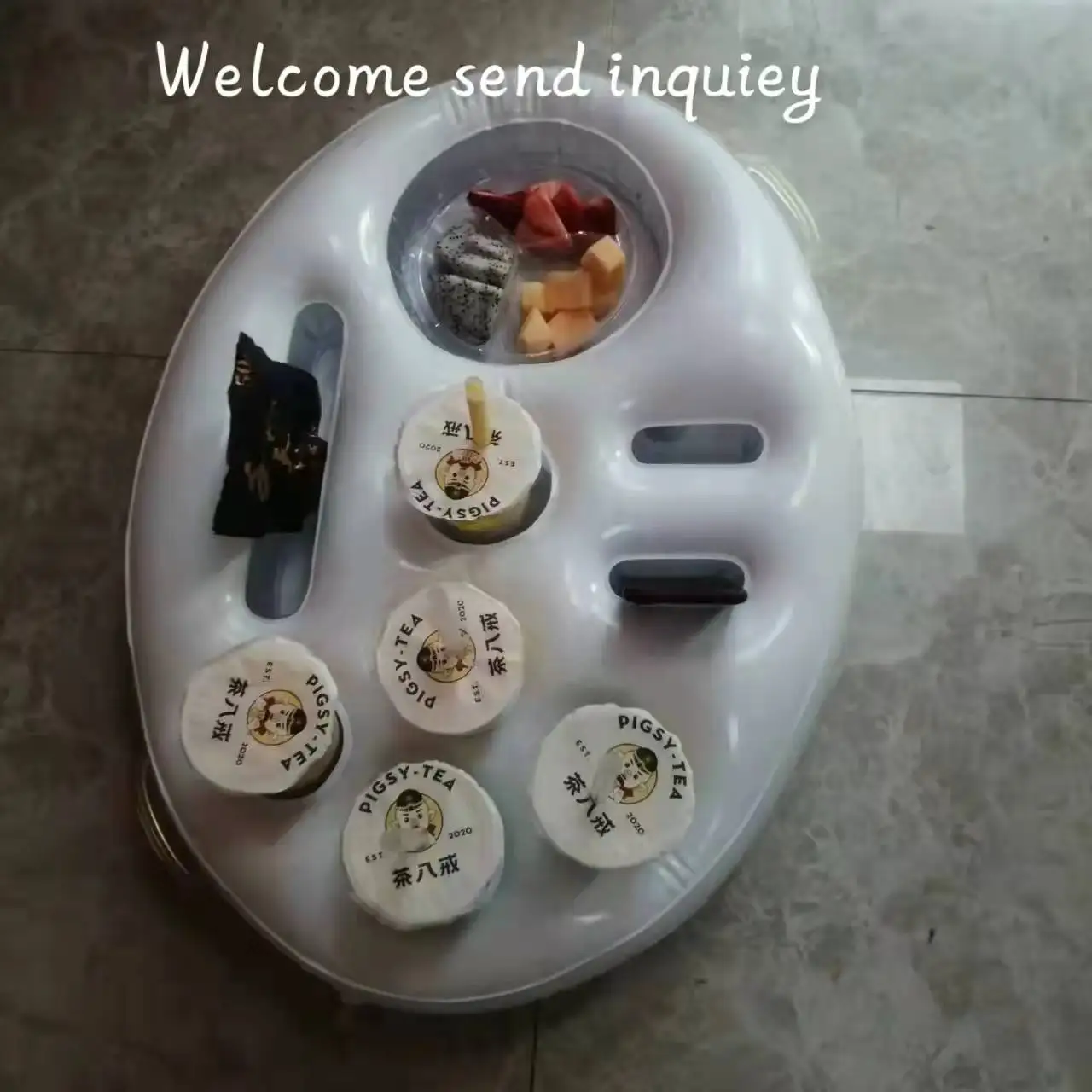 factory summer top quality eco-friendly drink and fruit float inflatable cup holder for pool and beach