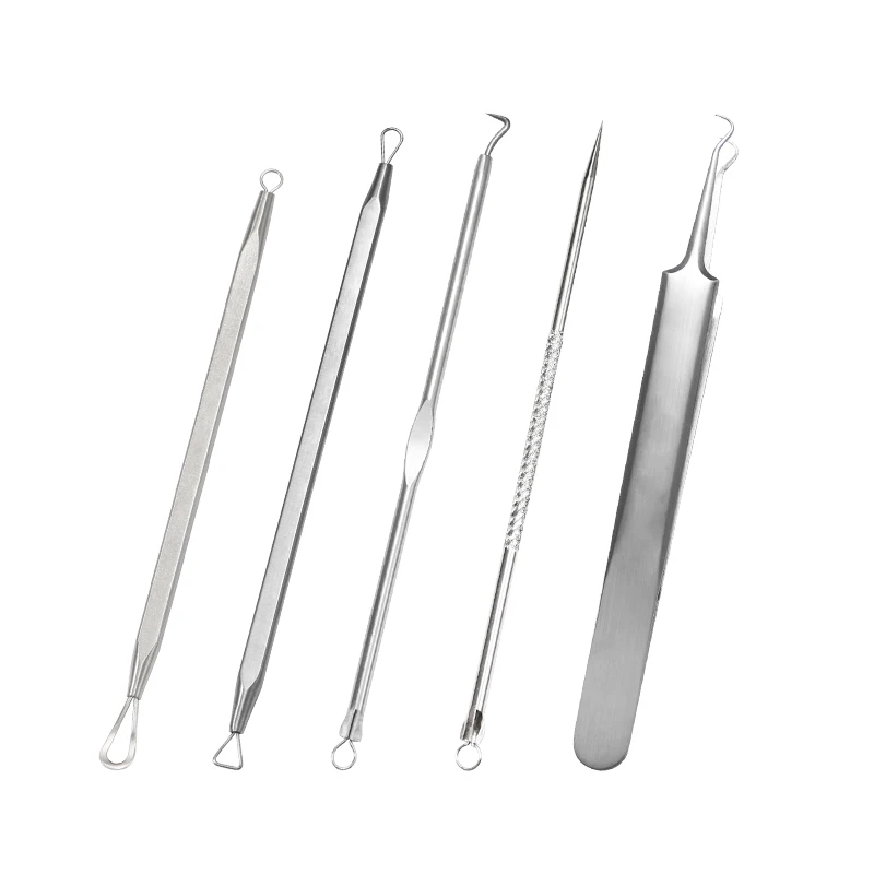 5 Pcs/set  Wholesale Acne Blackhead Tools Kit Acne Blackhead Extractors Pimple Popping Kit