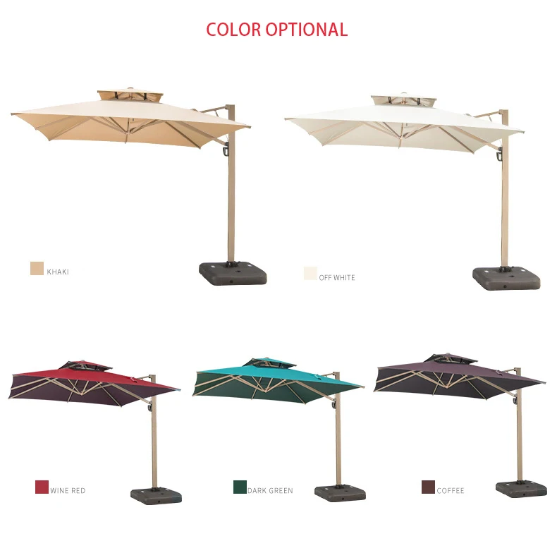 ZUOAN hydraulic garden umbrella luxury beach sunshade canopy patio umbrella with light 3x4