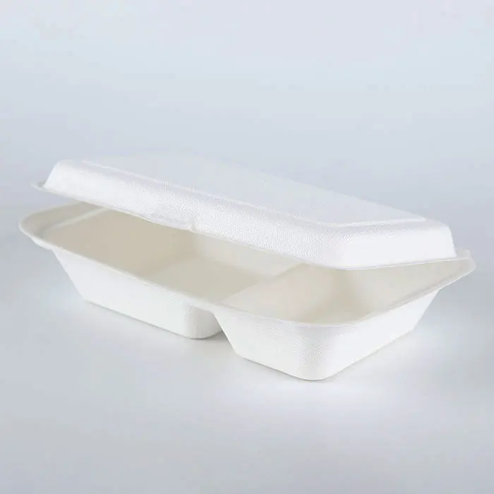Biodegradable Disposable Sugarcane Bagasse Takeaway Food Container Packaging Clamshell Lunch Box Paperboard Accept B002 Hbmg
